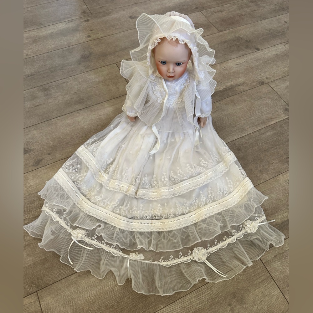 Vintage Danbury Mint Porcelain Christening Doll Baby